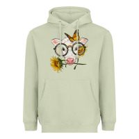 Matcha charolais calf with sunflowers and butterfly Heavyweight Hoodie - LillyAllenDesigns