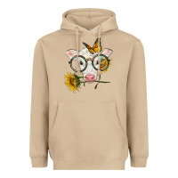 Mushroom charolais calf with sunflowers and butterfly Heavyweight Hoodie - LillyAllenDesigns