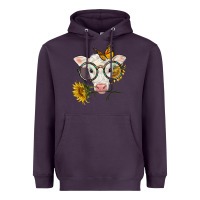 Plum charolais calf with sunflowers and butterfly Heavyweight Hoodie - LillyAllenDesigns