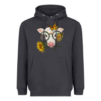 Smoke charolais calf with sunflowers and butterfly Heavyweight Hoodie - LillyAllenDesigns