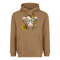 Toasted Coconut charolais calf with sunflowers and butterfly Heavyweight Hoodie - LillyAllenDesigns
