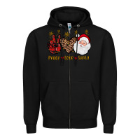 Black peace love santa Zipper Hoodie - JahusDesignShop