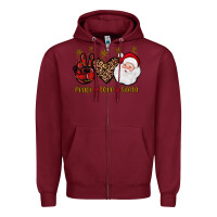 Burgundy peace love santa Zipper Hoodie - JahusDesignShop