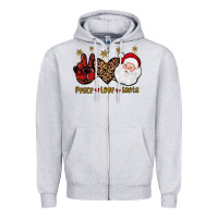 Heather Grey peace love santa Zipper Hoodie - JahusDesignShop
