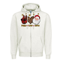 Oatmeal Heather peace love santa Zipper Hoodie - JahusDesignShop