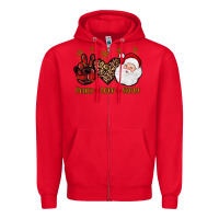 Red peace love santa Zipper Hoodie - JahusDesignShop