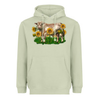 Matcha charolais bull with sunflowers Heavyweight Hoodie - LillyAllenDesigns