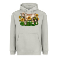 Moon Dust charolais bull with sunflowers Heavyweight Hoodie - LillyAllenDesigns