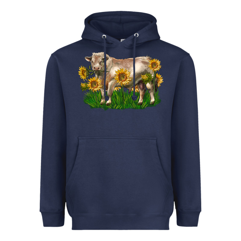 Charolais Bull With Sunflowers Heavyweight Hoodie by LillyAllenDesigns | Teevron