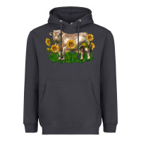 Smoke charolais bull with sunflowers Heavyweight Hoodie - LillyAllenDesigns