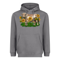 Storm charolais bull with sunflowers Heavyweight Hoodie - LillyAllenDesigns