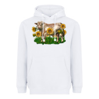 White charolais bull with sunflowers Heavyweight Hoodie - LillyAllenDesigns