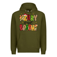Army Green merry and bright Premium Hoodie - MaliasSmallBusiness