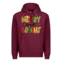 Burgundy merry and bright Premium Hoodie - MaliasSmallBusiness