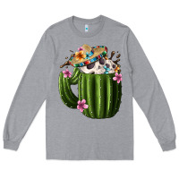 Heather Grey day of the dead mexican cactus Long Sleeve Tee - FaDigitalArtStudio
