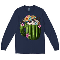 Navy day of the dead mexican cactus Long Sleeve Tee - FaDigitalArtStudio