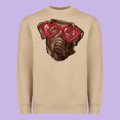 Heavyweight Sweatshirt labrador retriever with love glass
