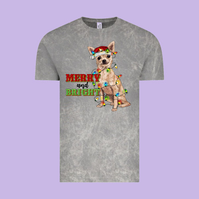 Merry And Bright Chihuahua Vintage Tee Designed By Ranaportraitstore