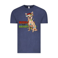 Vintage Denim merry and bright chihuahua Vintage Tee - RanaPortraitStore