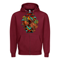 Burgundy aztec rodeo cowboy christmas Zipper Hoodie - JahusDesignShop