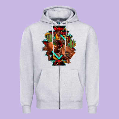 Aztec Rodeo Cowboy Christmas Zipper Hoodie Designed By Jahusdesignshop