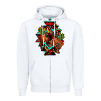 White aztec rodeo cowboy christmas Zipper Hoodie - JahusDesignShop