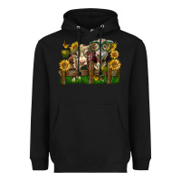 Black hereford bull and heifer with sunflowers Heavyweight Hoodie - LillyAllenDesigns
