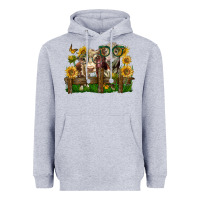 Heather Grey hereford bull and heifer with sunflowers Heavyweight Hoodie - LillyAllenDesigns