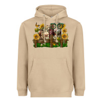 Mushroom hereford bull and heifer with sunflowers Heavyweight Hoodie - LillyAllenDesigns