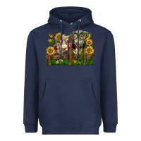 Navy hereford bull and heifer with sunflowers Heavyweight Hoodie - LillyAllenDesigns