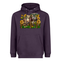 Plum hereford bull and heifer with sunflowers Heavyweight Hoodie - LillyAllenDesigns