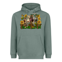 Sage hereford bull and heifer with sunflowers Heavyweight Hoodie - LillyAllenDesigns
