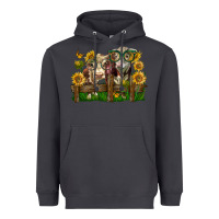Smoke hereford bull and heifer with sunflowers Heavyweight Hoodie - LillyAllenDesigns