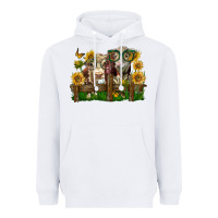 White hereford bull and heifer with sunflowers Heavyweight Hoodie - LillyAllenDesigns