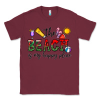 Burgundy the beach is my happy place Classic Tee - CowhideDigitalArt