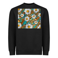 Black Leopard And Tiger Daisy Heavyweight Sweatshirt - RanaPortraitStore