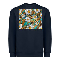 Navy Leopard And Tiger Daisy Heavyweight Sweatshirt - RanaPortraitStore