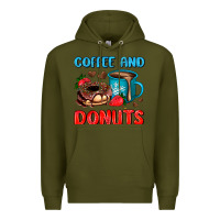 Army Green coffee and donuts Premium Hoodie - AdoDesignShop