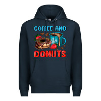Navy coffee and donuts Premium Hoodie - AdoDesignShop