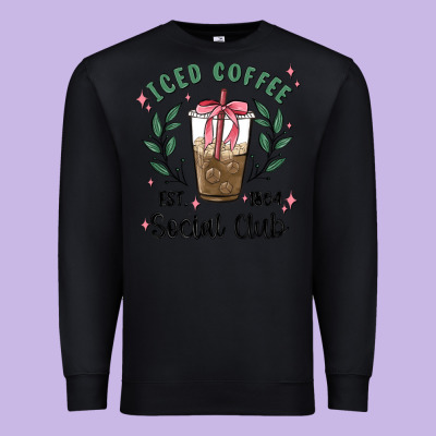 Iced Coffee Social Club Premium Sweatshirt Designed By Maliassmallbusiness
