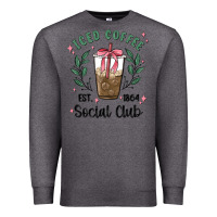 Charcoal Heather iced coffee social club Premium Sweatshirt - MaliasSmallBusiness