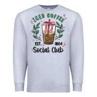 Heather Grey iced coffee social club Premium Sweatshirt - MaliasSmallBusiness