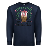 Navy iced coffee social club Premium Sweatshirt - MaliasSmallBusiness