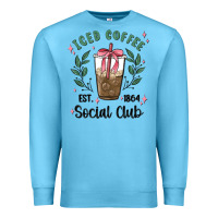 Ocean Blue iced coffee social club Premium Sweatshirt - MaliasSmallBusiness