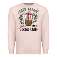 Pale Pink iced coffee social club Premium Sweatshirt - MaliasSmallBusiness