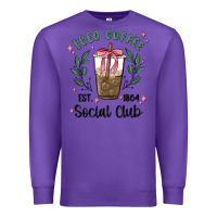Purple iced coffee social club Premium Sweatshirt - MaliasSmallBusiness