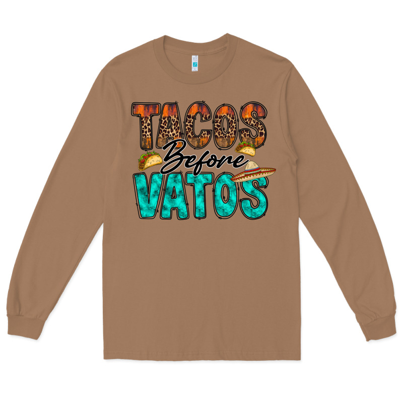Tacos Before Vatos Long Sleeve Tee by RacoonDesign | Teevron