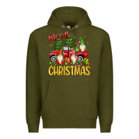Army Green merry christmas gnomes truck Premium Hoodie - MaliasSmallBusiness