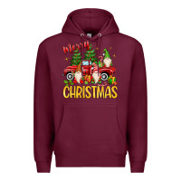 Burgundy merry christmas gnomes truck Premium Hoodie - MaliasSmallBusiness