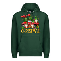 Sports Green merry christmas gnomes truck Premium Hoodie - MaliasSmallBusiness